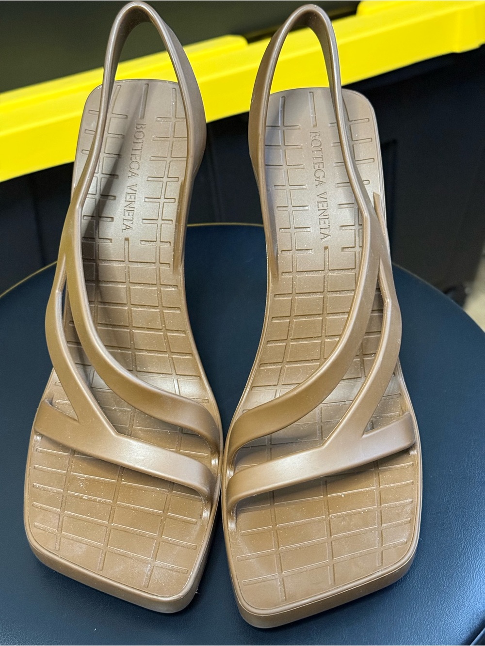 Bottega Veneta Taupe Square-Toe Slingback Sandals
